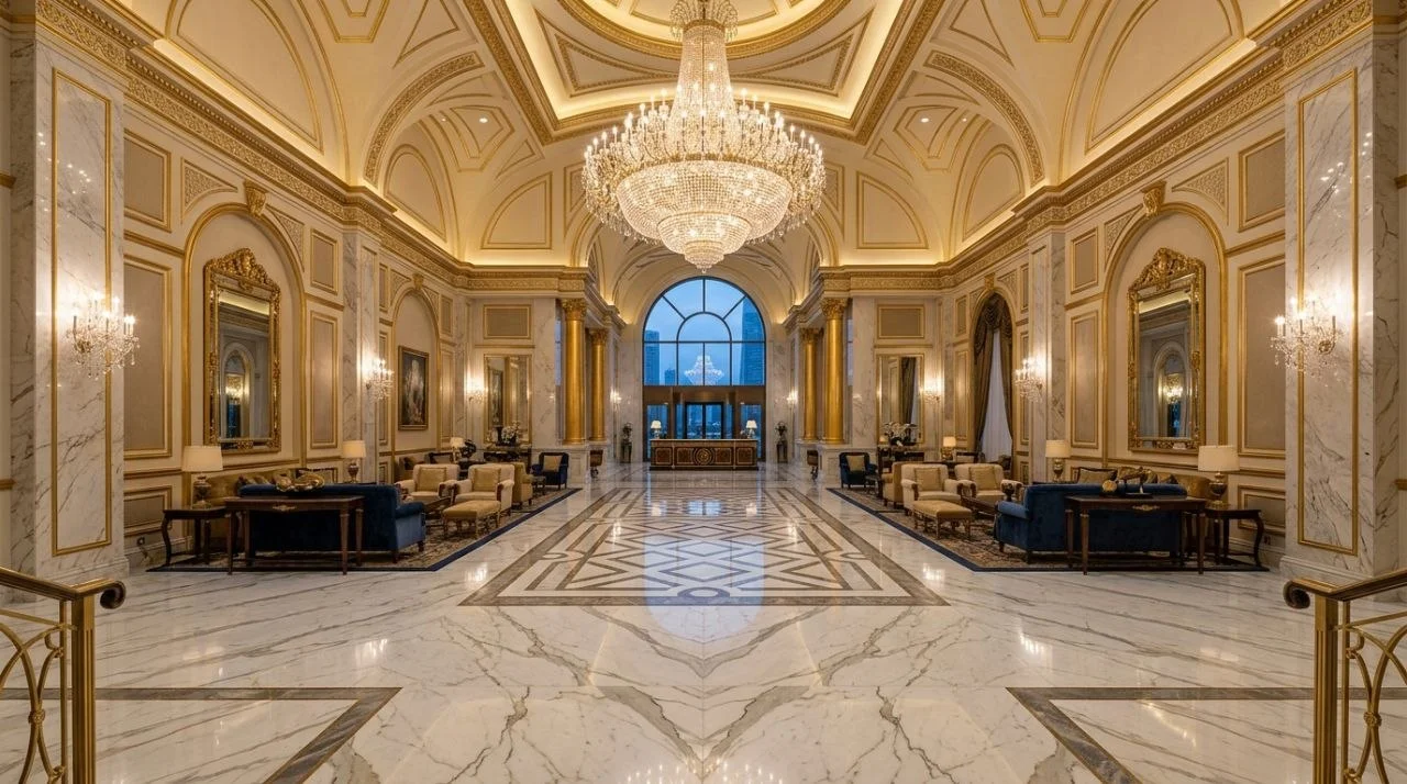 Grand Hotel Lobby Marble Floor Tiles | Imperial Decor